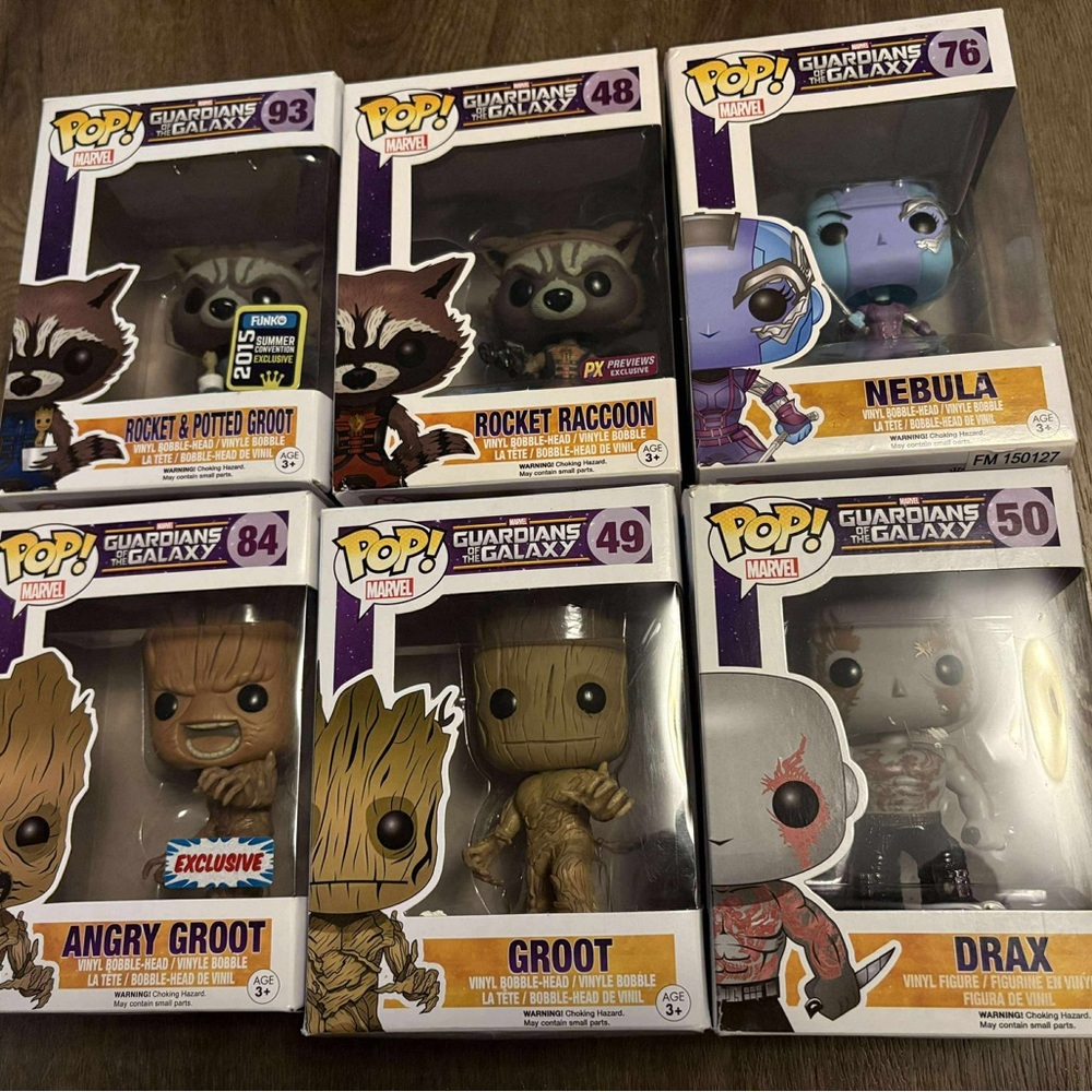 Guardians of the Galaxy Funko Pop! 6 Boxed Figures | Vaulted + Exclusive Groot